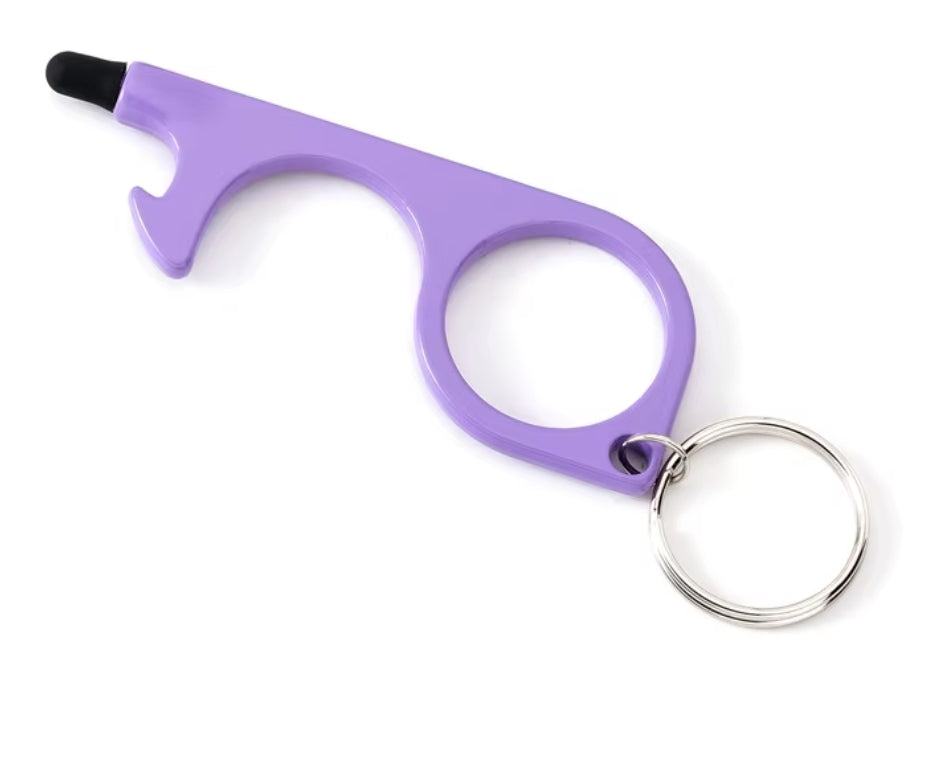 Multitool Keychain Door Opener with Touchscreen Stylus and Bottle Opener
