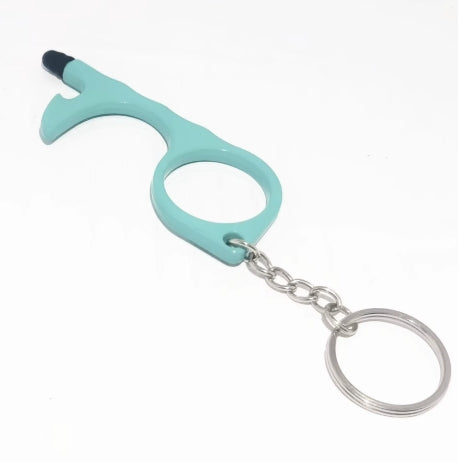 Multitool Keychain Door Opener with Touchscreen Stylus and Bottle Opener