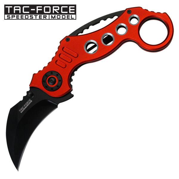 Tac Force Tactical Folding Knife 5.25 Inch Closed Karambit Red Handle