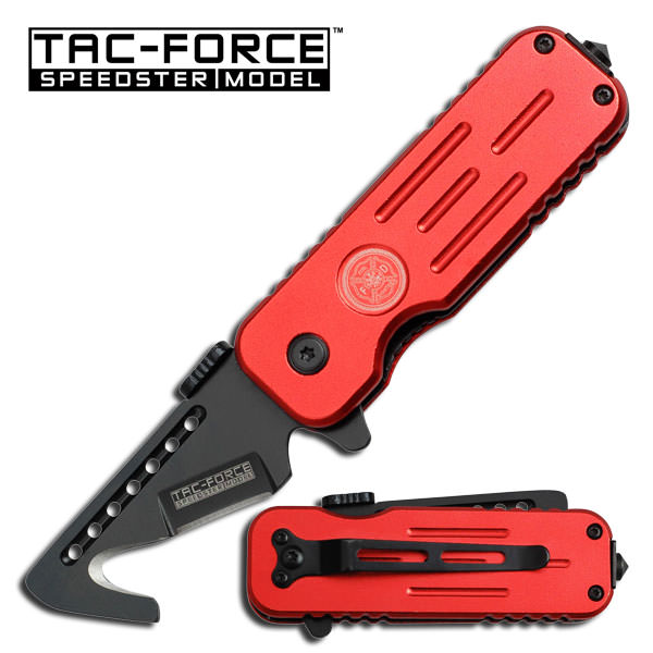 Fire Department Rescue Style Spring Assist Knife with Hook Blade