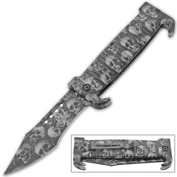 Undead Gasher Zombie Slayer Death Curve Spring Assisted Knife
