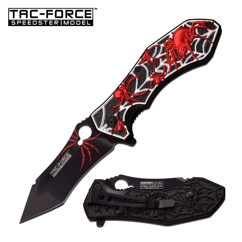 Black Widow Spider Red Spring Assist Knife