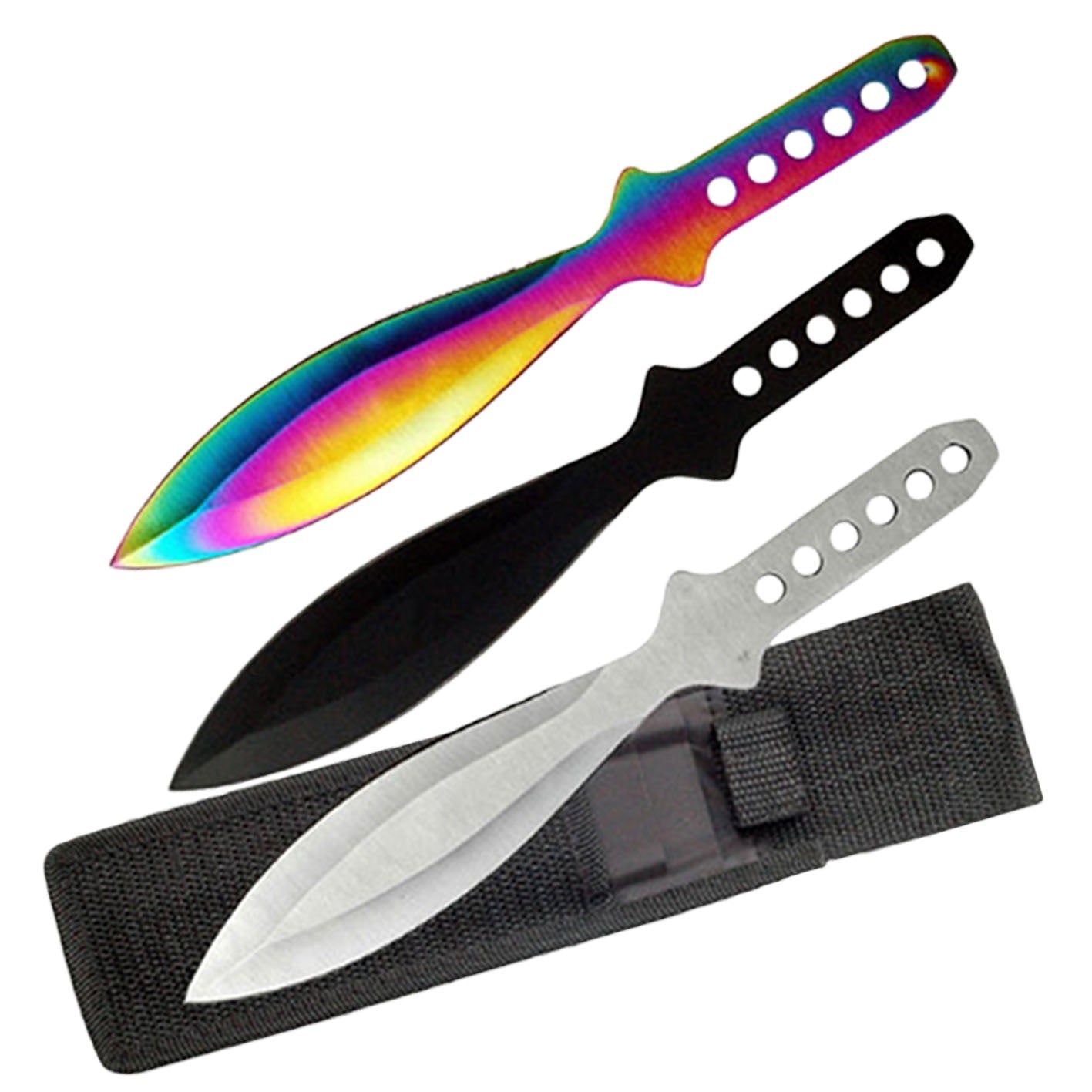3PC 9" Multi Color Ninja Kunai Throwing Knife Blade Set