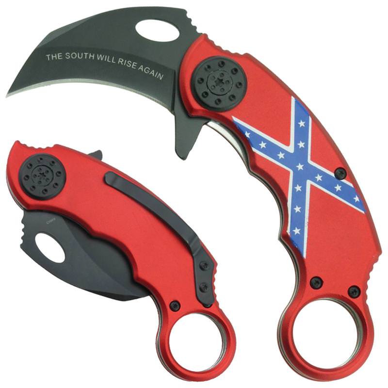 The South Will Rise Again Tactical Spring Assist Karambit Knife