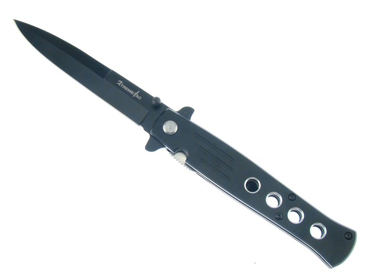 All Black Stiletto Style Spring Assisted Knife - 'Legal Auto Knife'