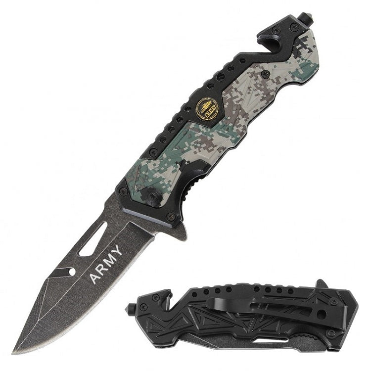Rescue Spring Assist Army Folding Knife - Digital Camo
