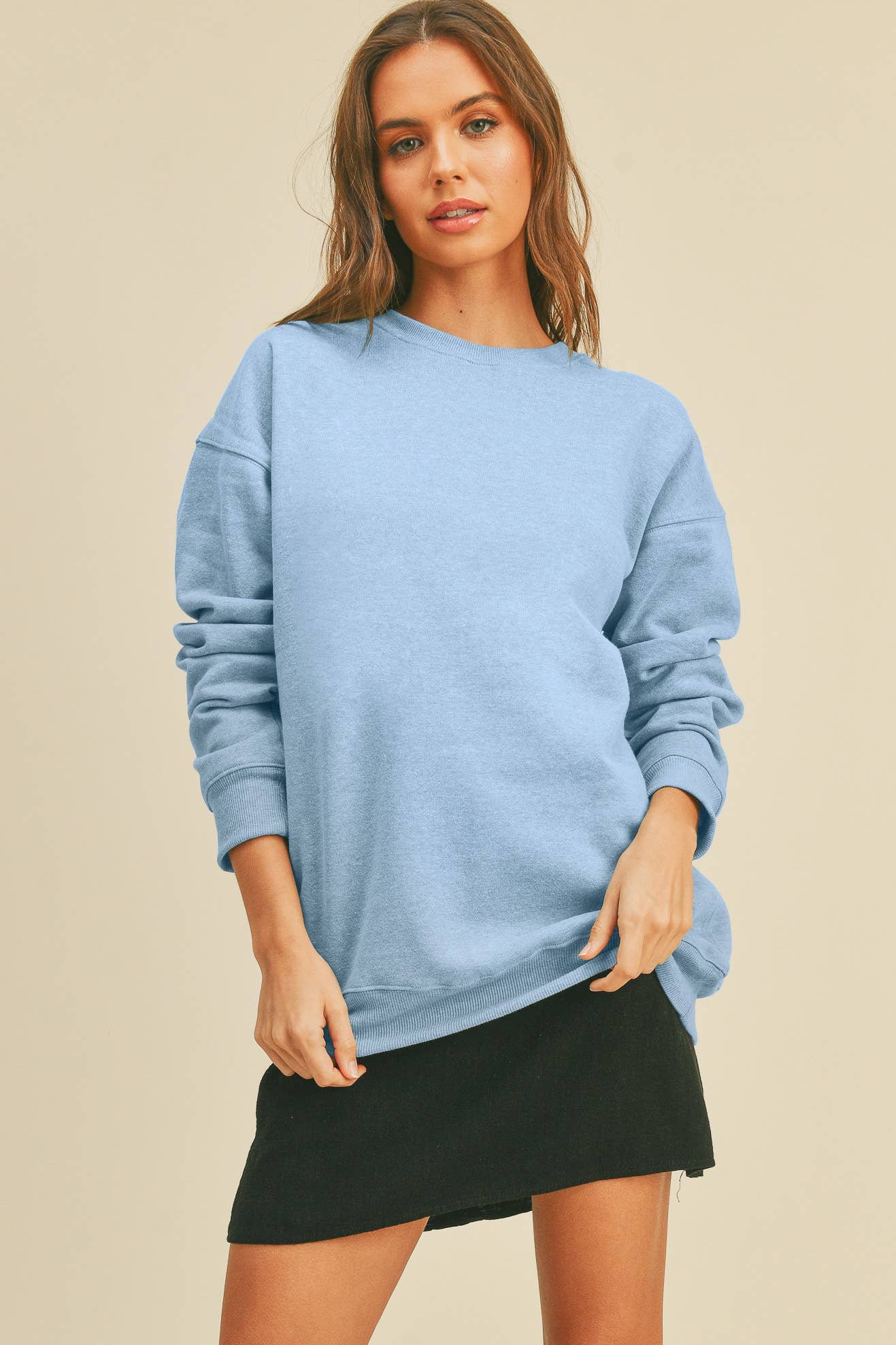 Blank Long Sleeve Sweatshirt: TEA ROSE / M