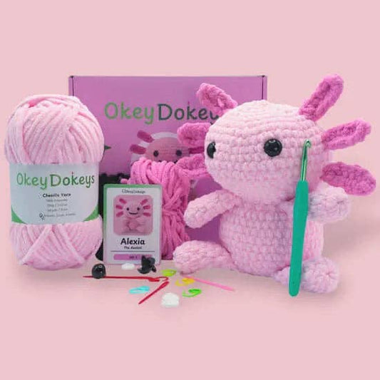 Crochet Axolotl Kit - Alexia the Axolotl Plushie: Pink Axolotl
