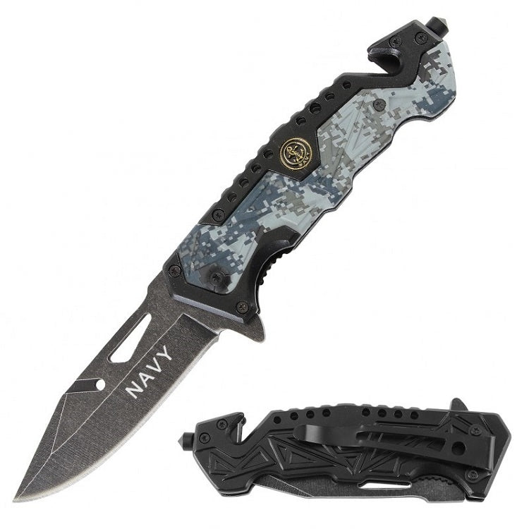 Rescue Spring Assist Navy Folding Knife - Digital Camo