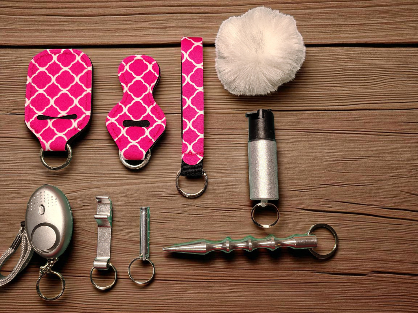 SAFETY KEYCHAIN KIT - 9 Piece Set Pepper Spray