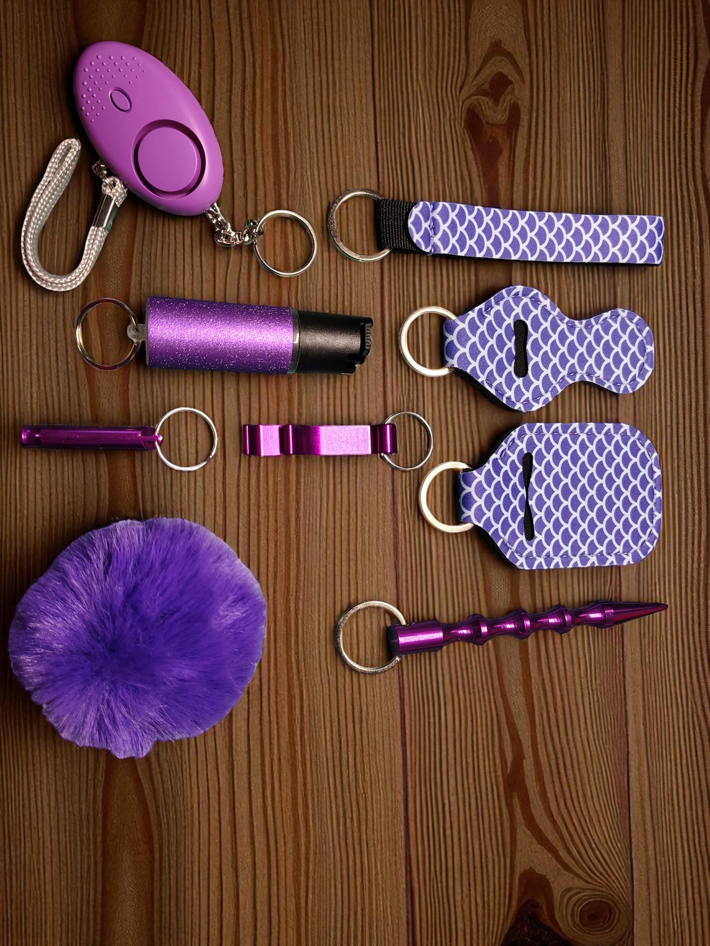 SAFETY KEYCHAIN KIT - 9 Piece Set Pepper Spray