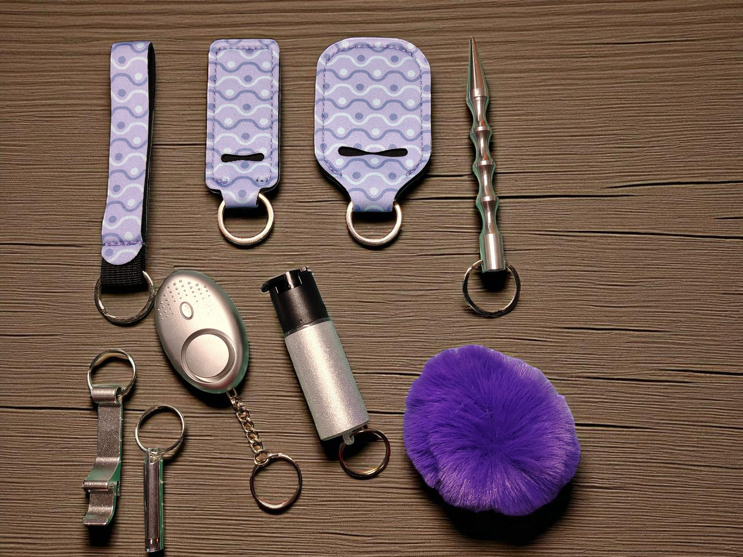 SAFETY KEYCHAIN KIT - 9 Piece Set Pepper Spray