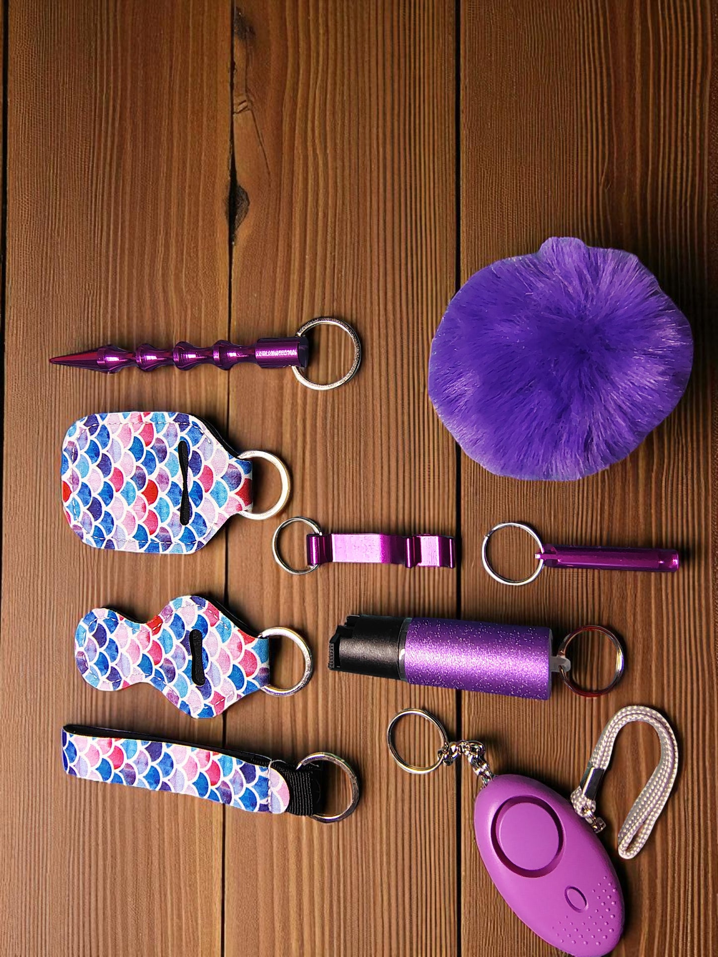 SAFETY KEYCHAIN KIT - 9 Piece Set Pepper Spray