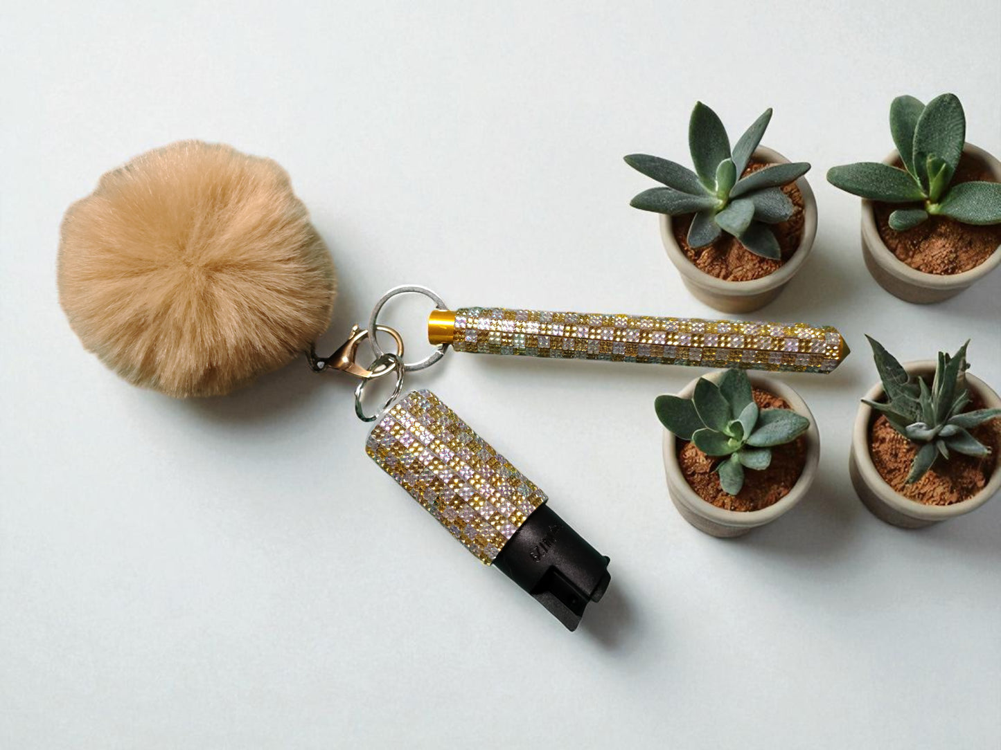 3 Piece Rhinestone Pepper Spray & Kubotan Set
