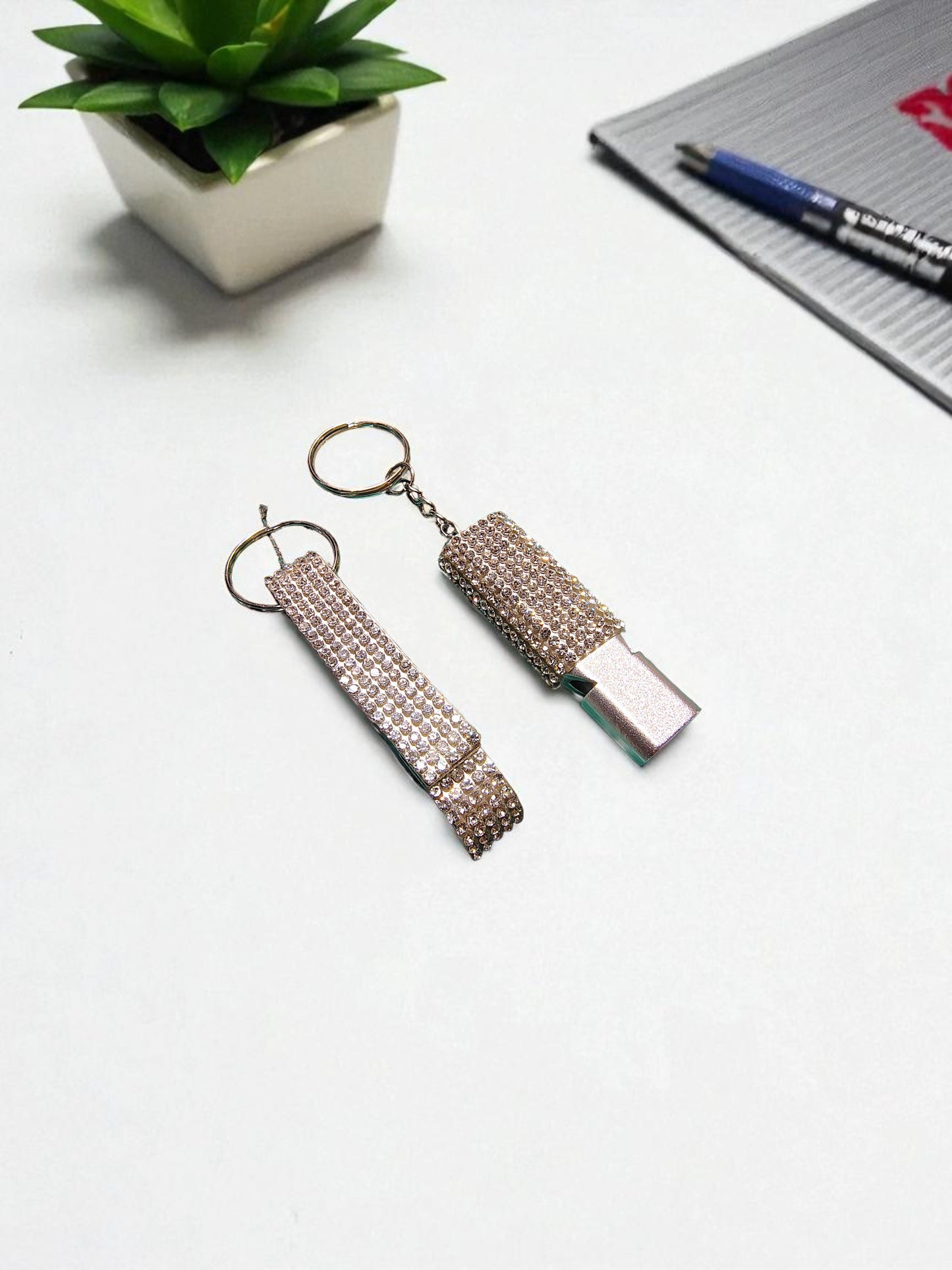 ACCESSORY KIT - 2pc Set Rhinestone Whistle & Bottle Opener