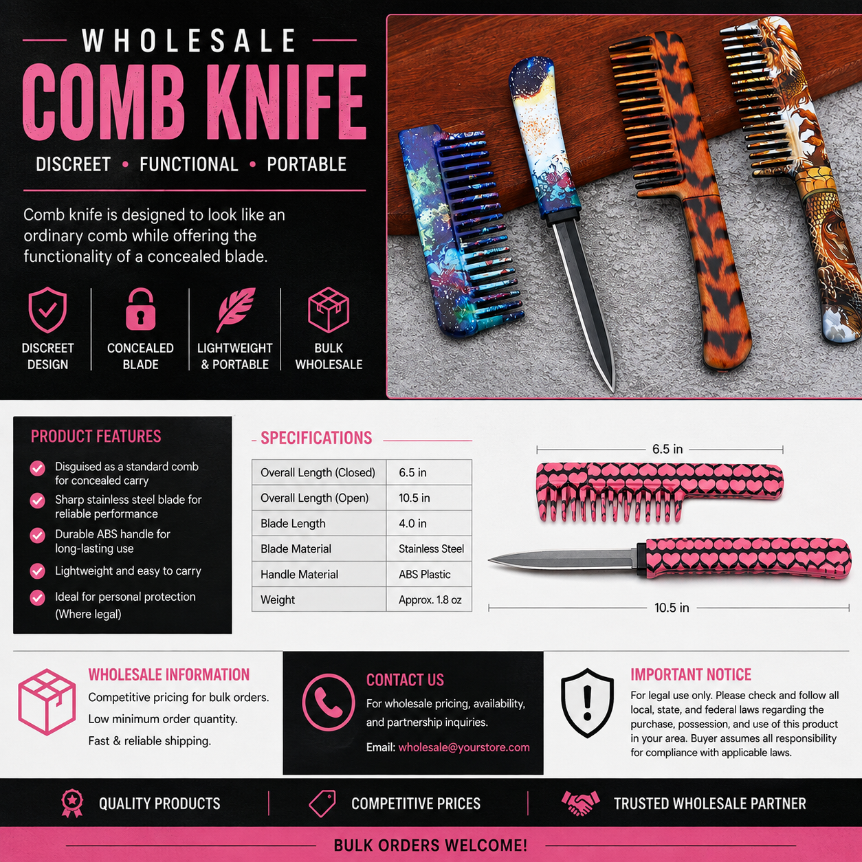 WHOLESALE COMB KNIVES.