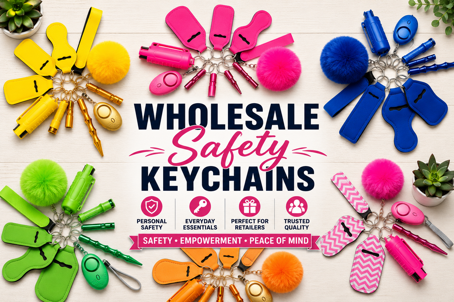 WHOLESALE SAFETY KEYCHAIN SETS.