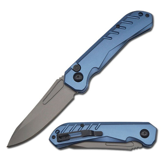 Blue Survival Military Switch Blade Pocket Knife 8 Inch Overall