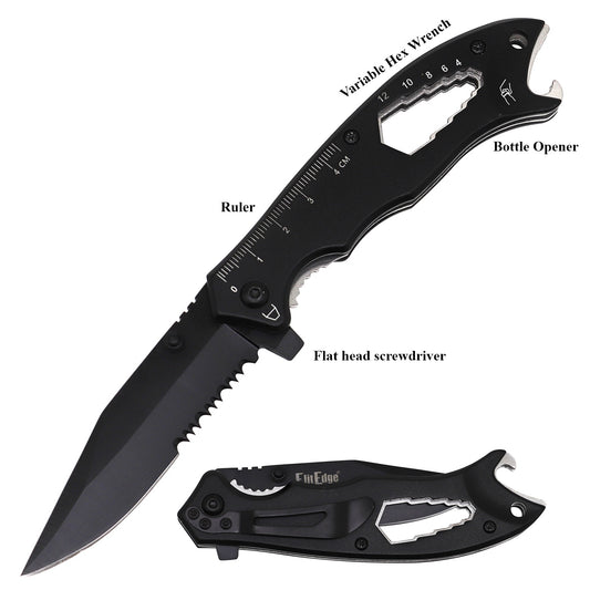 Black Multi Function Spring Assist Folding Camping EDC Pocket Knife