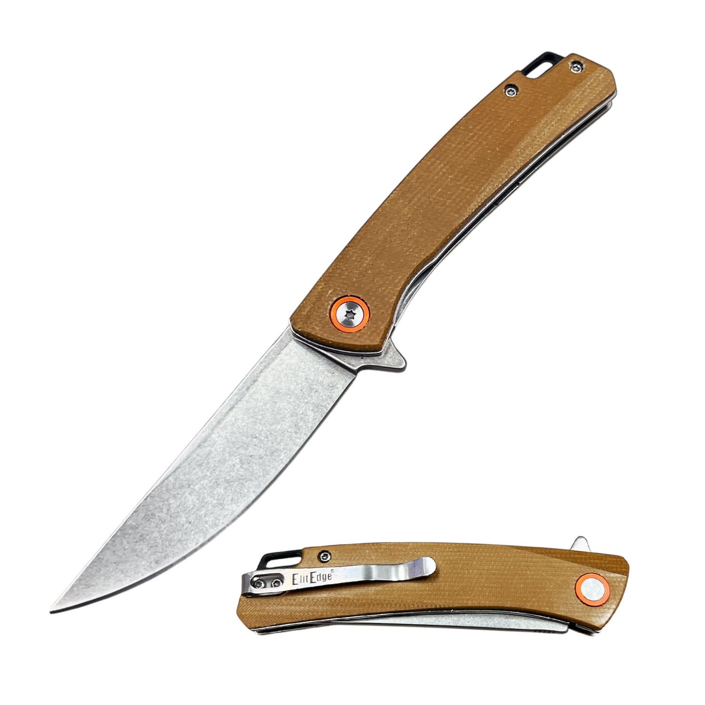 High Quality D2 Steel Ball Bearing Orange Micarta Handle Pocket Knife