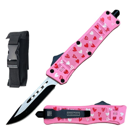 6.75" Pink Love Warrior Out The Front OTF Automatic Knife
