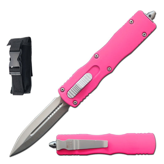 7.5" Pink Death Stalker Automatic Dual Action Out The Front Knife