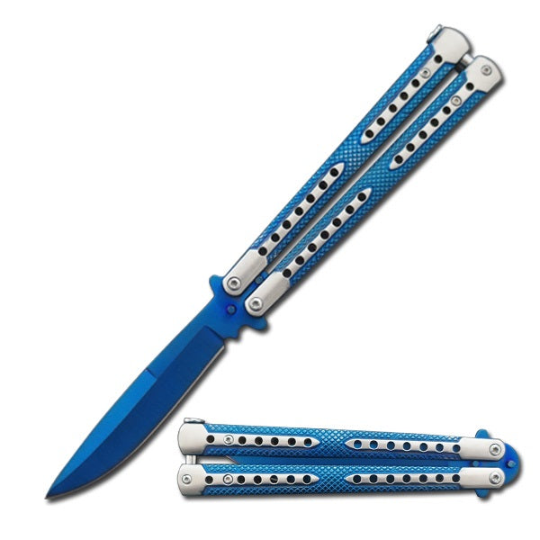 Swift Blue Balisong Two-Tone Titanium Coated Butterfly Knife