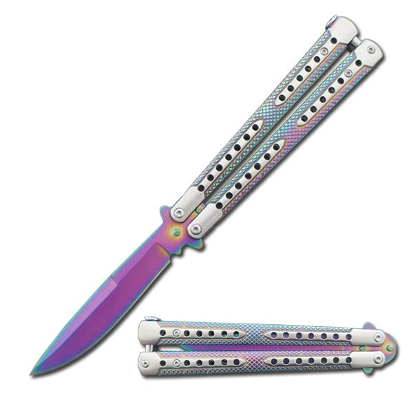 Swift Rainbow Balisong Two-Tone Titanium Coated Butterfly Knife