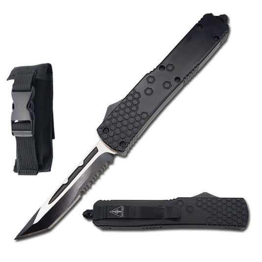 8.25 Inch Black Tanto Blade Commando OTF Knife