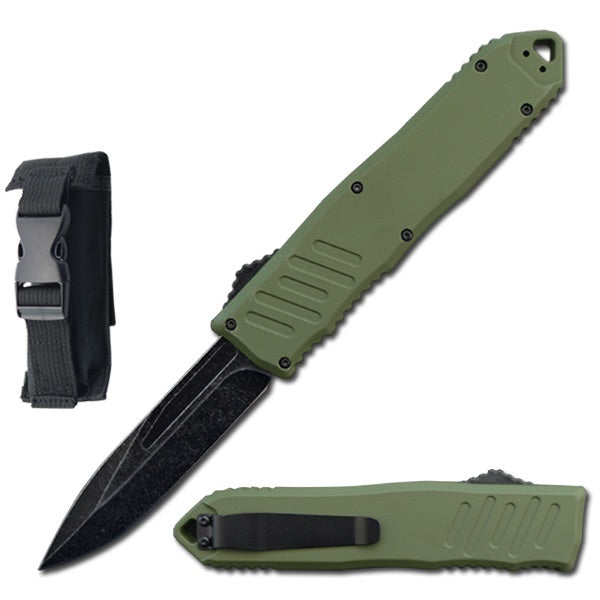 9" Army Green Havoc OTF Automatic Knife Stonewash Blade