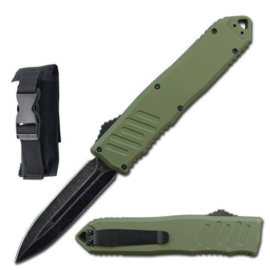 9" Army Green Havoc OTF Automatic Knife Stonewash Dagger Blade