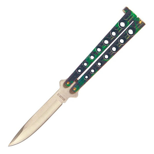 5.25" Closed Length Helix Butterfly Balisong Knife - Green