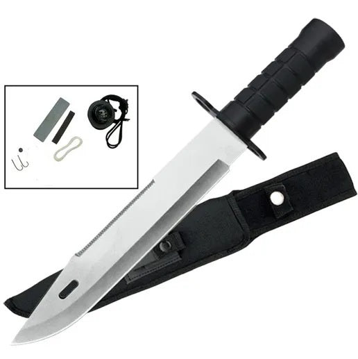 15 Inch Tactical Hunting Rambo Fixed Blade Knife Bowie with Survival Kit