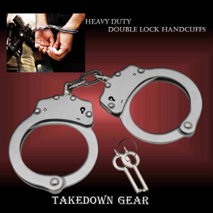 Double Lock Stainless Steel Handcuffs - Silver