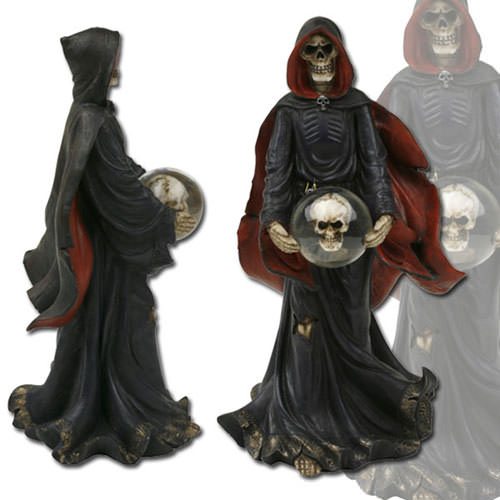6.5 Inch Height, 3.2 Inch Wide. Grim reaper holding crystal