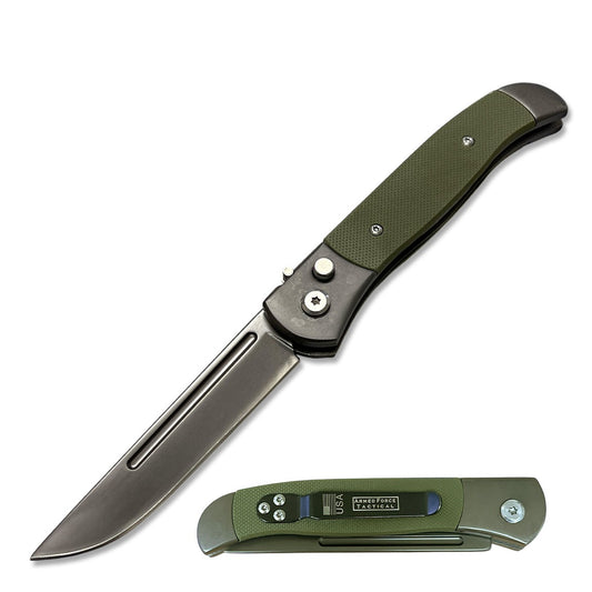 4.5" Closed Everyday Carry Clip Point Auto Switchblade Knife Green G10