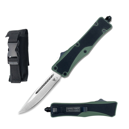 6.75" D2 Steel Military Green G10 Handle Automatic OTF Knife