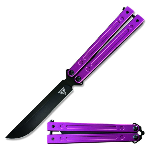 Purple Aluminum Handle Ball Bearing Balisong Butterfly Knife