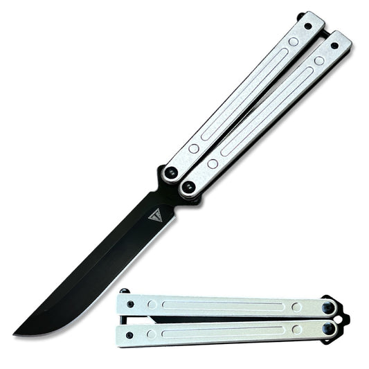 White Aluminum Handle Ball Bearing Balisong Butterfly Knife