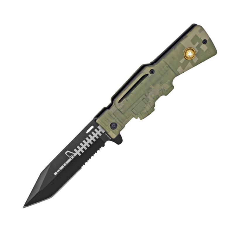 AR-15 Series Army Spring Assisted Folding Knife - Camo Finish