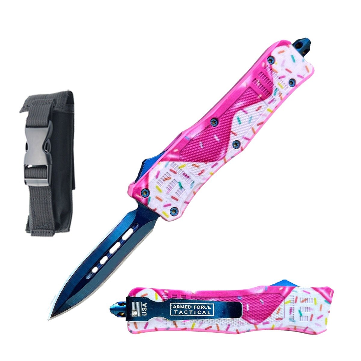 7" Donut Sprinkle Frosting Automatic Dual Action Out The Front Knife