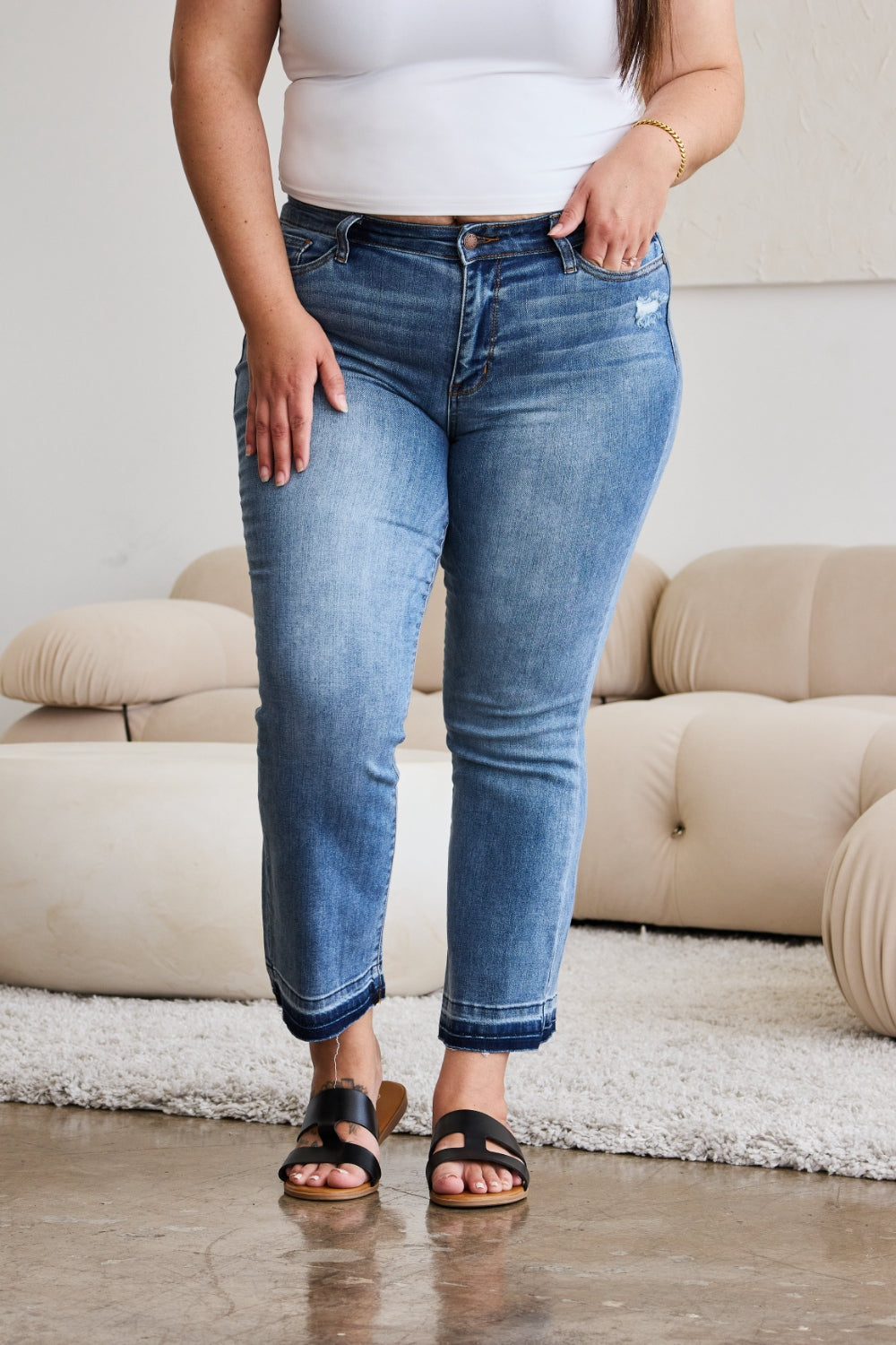 Judy Blue Wholesale Full Size Release Hem Cropped Bootcut J Wholesaleeans