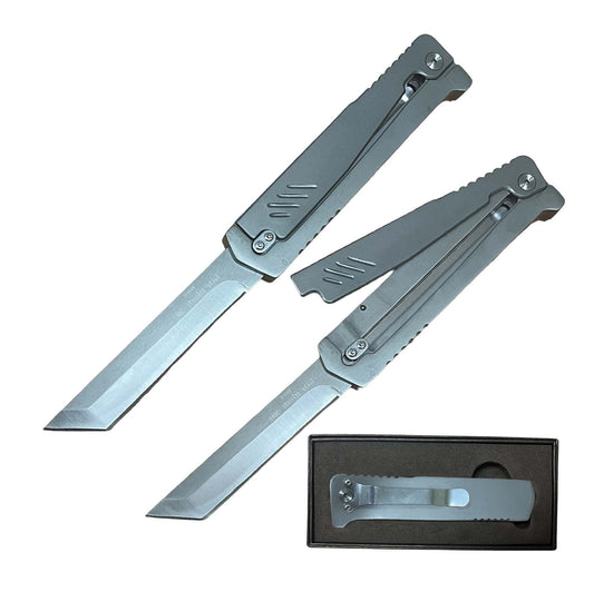 9 Inch Gun Metal Tanto Blade Gravity Knife