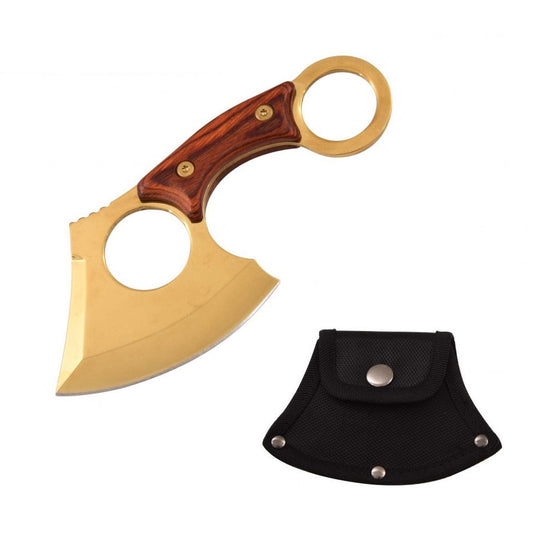 Gold Titanium Straight Edge Fixed Blade Cleaver Axe Hunting knife Karambit