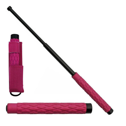 16 Inch PINK Baton public safety Solid Steel Police Stick W/Case Wholesale