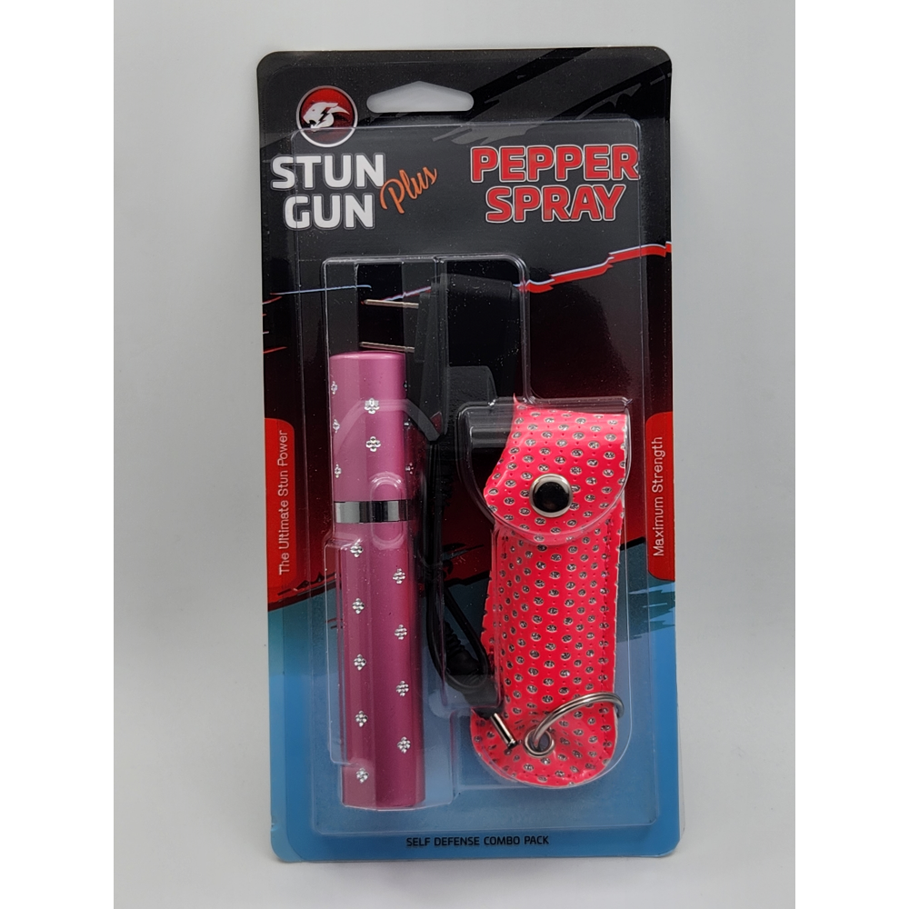 Pink Lipstick Stun Gun and Pepper Spray Combo for Self Defense
