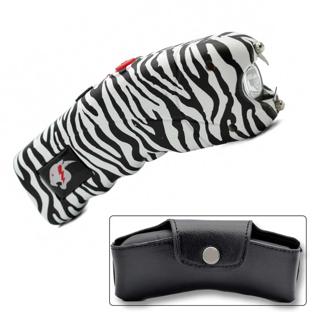 Zebra Print Cyclone Rechargeable Stun Gun With LED Light and Alarm
