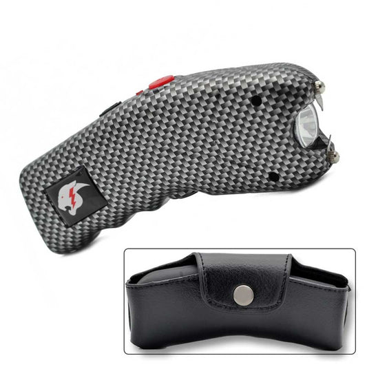 Carbon Fiber Print Cyclone Rechargeable Stun Gun w/ LED Light + Alarm