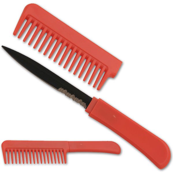 Red Comb With Hidden Knife - Comb Knife