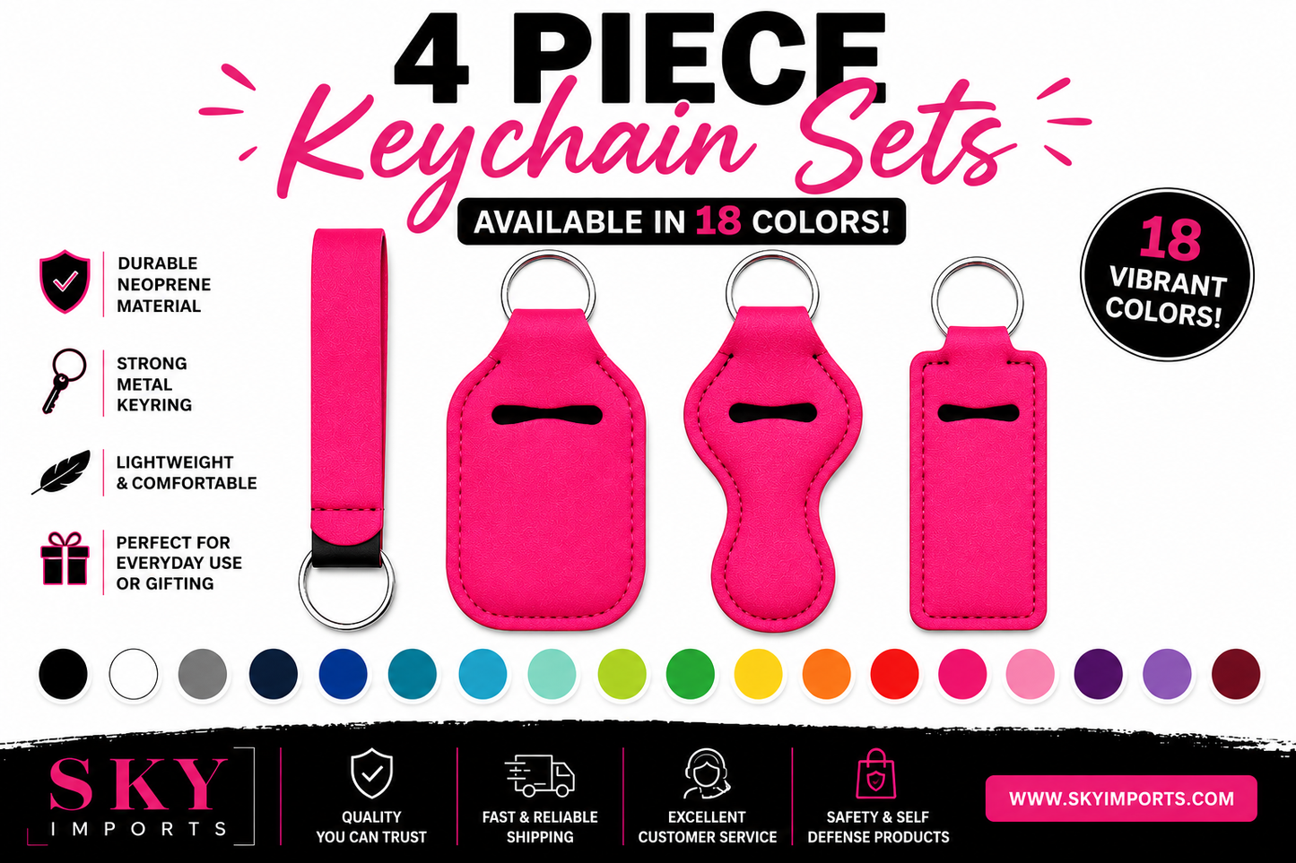 4 Piece Solid Keychain Set